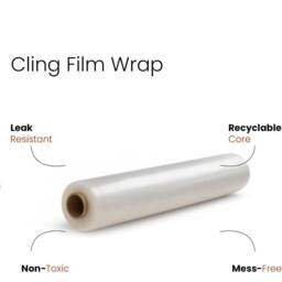 ECONX 6 x Cling Film Roll Catering Size PVC 300m X300mm Food Fresh Poly Wrap in Clear - thumbnail 3