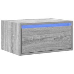 Berkfield Home Durable Wall-mounted Bedside Cabinet with LED Lights Grey Sonoma - thumbnail 1