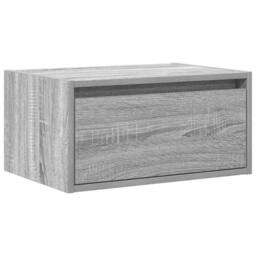 Berkfield Home Durable Wall-mounted Bedside Cabinet with LED Lights Grey Sonoma - thumbnail 6