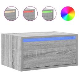 Berkfield Home Durable Wall-mounted Bedside Cabinet with LED Lights Grey Sonoma - thumbnail 3