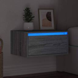 Berkfield Home Durable Wall-mounted Bedside Cabinet with LED Lights Grey Sonoma - thumbnail 5