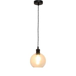 First Choice Lighting Set of 2 Barnum - Clear Glass Globe Black Retro Pendant Fittings - thumbnail 3