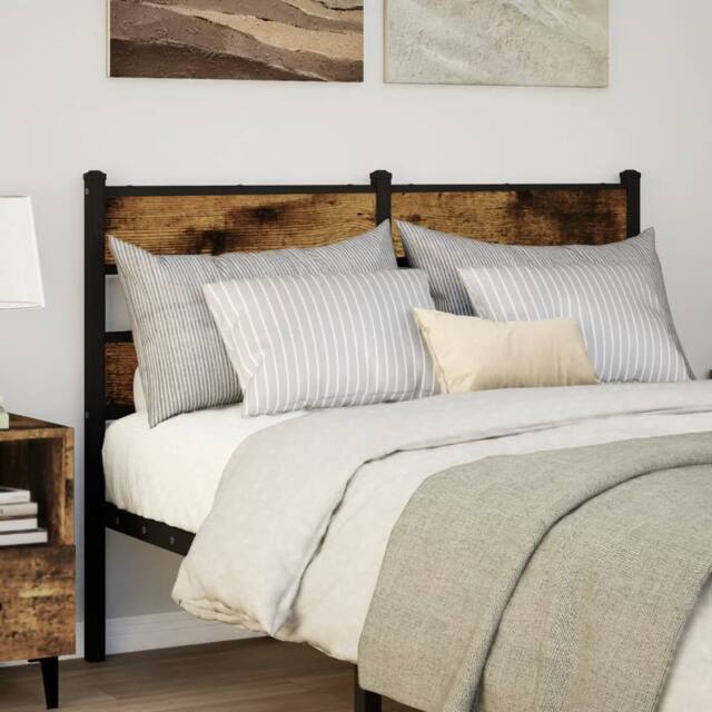 Berkfield Home Headboard Smoked Oak 120 cm Iron & Engineered Wood in Brown - image 1