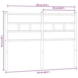 Berkfield Home Headboard Smoked Oak 120 cm Iron & Engineered Wood in Brown - thumbnail 6