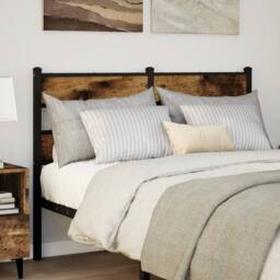 Berkfield Home Headboard Smoked Oak 120 cm Iron & Engineered Wood in Brown - thumbnail 1