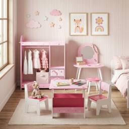 AIYAPLAY 5-Piece Kids Bedroom Set with Rounded Edges for Nursery, Pink - thumbnail 1