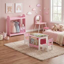 AIYAPLAY 5-Piece Kids Bedroom Set with Rounded Edges for Nursery, Pink - thumbnail 2