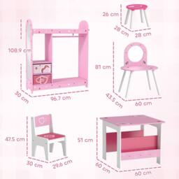 AIYAPLAY 5-Piece Kids Bedroom Set with Rounded Edges for Nursery, Pink - thumbnail 3