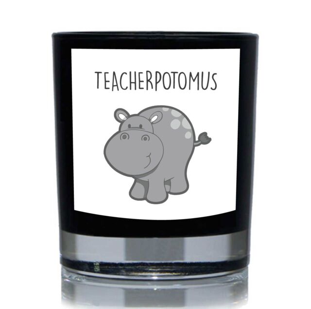 60 SECOND MAKEOVER Teacherpotomus Hippo Funny 20cl Candle in Black