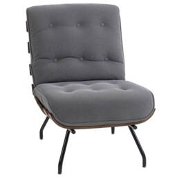 HOMCOM Accent Chair, Reading Chair with Spring Cushion, Dark Grey - Size: Armchair - thumbnail 2