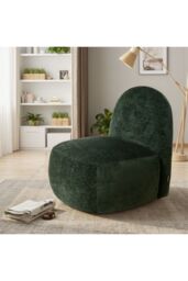 Living and Home Dark Green Modern Chenille Upholstered Lounge Chair - thumbnail 2