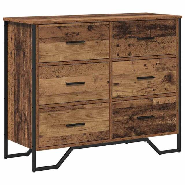 Berkfield Home Chest of Drawers Old Wood 91x35.5x74.5 cm Engineered Wood in Brown - image 1