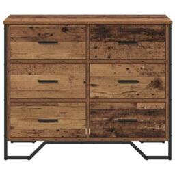 Berkfield Home Chest of Drawers Old Wood 91x35.5x74.5 cm Engineered Wood in Brown - thumbnail 6
