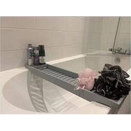 Kelvenix Grey Bamboo Wood Bath Tub Rack - thumbnail 3