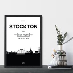 ARTZE Stockton Black & White City Skyline Framed Print SIZE: A2 with Black Frame - Size: A4 - thumbnail 2