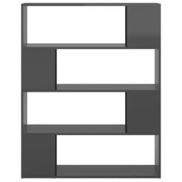 Berkfield Home Classic Book Cabinet Room Divider High Gloss Grey 100x24x124 cm - Size: 100 x 24 x 124 cm - thumbnail 5