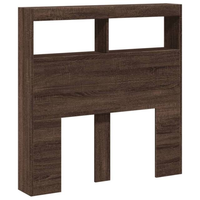 Berkfield Home Headboard Cabinet with LED Brown Oak 100x17x102 cm - Size: 100 x 17 x 102 cm
