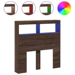 Berkfield Home Headboard Cabinet with LED Brown Oak 100x17x102 cm - Size: 100 x 17 x 102 cm - thumbnail 3