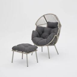 Home Detail Antigua Egg Chair with Footstool in Grey - thumbnail 3