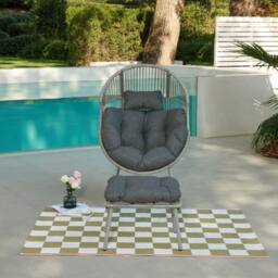 Home Detail Antigua Egg Chair with Footstool in Grey - thumbnail 2