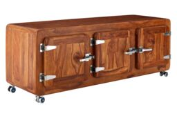 Orsina Sheesham Wood Low Sideboard, Industrial Storage Cabinet, Sideboard Television Cabinet, Small Display Cabinet in Brown - thumbnail 1