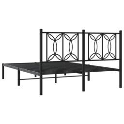 Berkfield Home Metal Bed Frame without Mattress with Headboard Black 135x190cm - Size: 135x190 cm - thumbnail 6