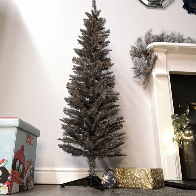 Samuel Alexander 5ft (150cm) Artificial Pencil Pine Grey Christmas Tree with 168 Tips & Stand