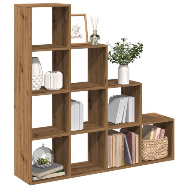 Berkfield Home Room Divider Bookcase 4-Tier Artisan Oak 131.5x29x131.5 cm Engineered Wood in Brown - image 1