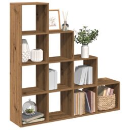 Berkfield Home Room Divider Bookcase 4-Tier Artisan Oak 131.5x29x131.5 cm Engineered Wood in Brown - thumbnail 1