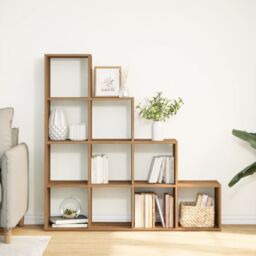 Berkfield Home Room Divider Bookcase 4-Tier Artisan Oak 131.5x29x131.5 cm Engineered Wood in Brown - thumbnail 3