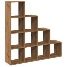 Berkfield Home Room Divider Bookcase 4-Tier Artisan Oak 131.5x29x131.5 cm Engineered Wood in Brown - thumbnail 2