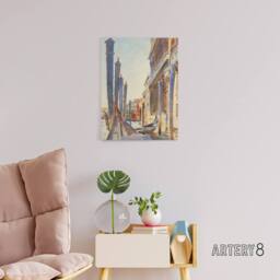 "Artery8 Gondola Moorings on the Grand Canal Sargent Canvas Wall Art Print - Size: W12"" x H16""" - thumbnail 3