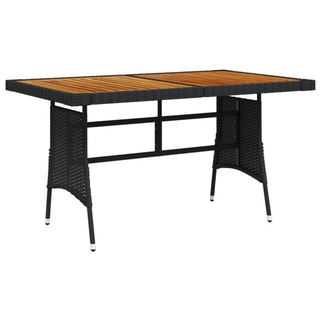 Berkfield Home Garden Table Black 130x70x72 cm Poly Rattan & Solid Acacia Wood - Size: 130 x 70 x 72 cm - image 1