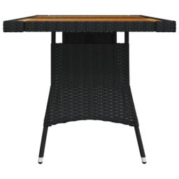 Berkfield Home Garden Table Black 130x70x72 cm Poly Rattan & Solid Acacia Wood - Size: 130 x 70 x 72 cm - thumbnail 3