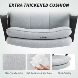 HOMCOM Fabric Office Chair, Computer Desk Chair for Home, Light Grey - thumbnail 5