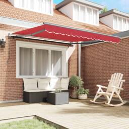 Berkfield Home Manual Retractable Awning Red 350x250 cm - thumbnail 3
