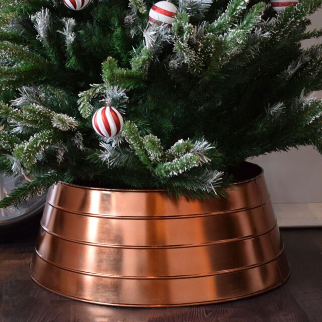 Ivyline Metal Christmas Tree Skirt Copper - H26cm W67cm - Light weight - Premium Quality - image 1