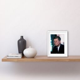 "Artery8 Wall Art Print US President John F Kennedy Portrait Photo Artwork Framed 9X7 Inch in White - Size: W7"" x H9""" - thumbnail 2