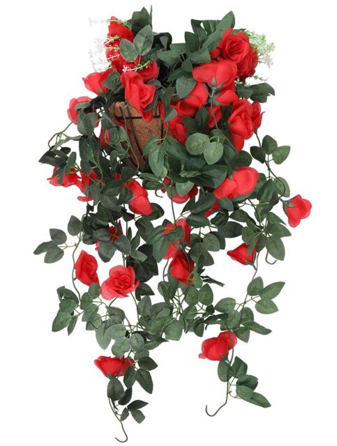 Neel Blue 110cm Artificial Rose Garland Vine Hanging Silk Garland, 18 Flowers in Red - image 1