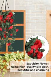 Neel Blue 110cm Artificial Rose Garland Vine Hanging Silk Garland, 18 Flowers in Red - thumbnail 4