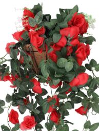 Neel Blue 110cm Artificial Rose Garland Vine Hanging Silk Garland, 18 Flowers in Red - thumbnail 2