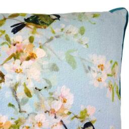 Fletcher Prentice Song Birds & Apple Blossom Filled Cushion in Bright Blue - thumbnail 2