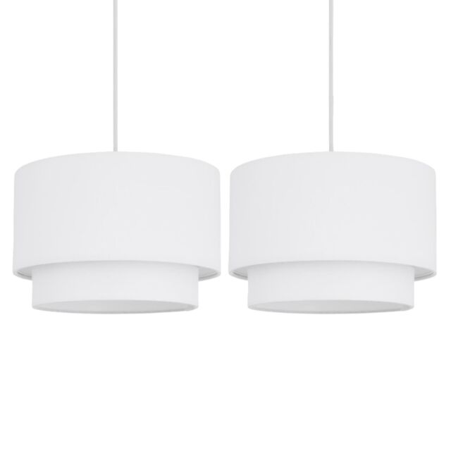 First Choice Lighting Pair of White 2 Tier Ceiling Light Shades - image 1