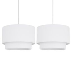 First Choice Lighting Pair of White 2 Tier Ceiling Light Shades - thumbnail 1