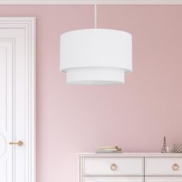 First Choice Lighting Pair of White 2 Tier Ceiling Light Shades - thumbnail 4