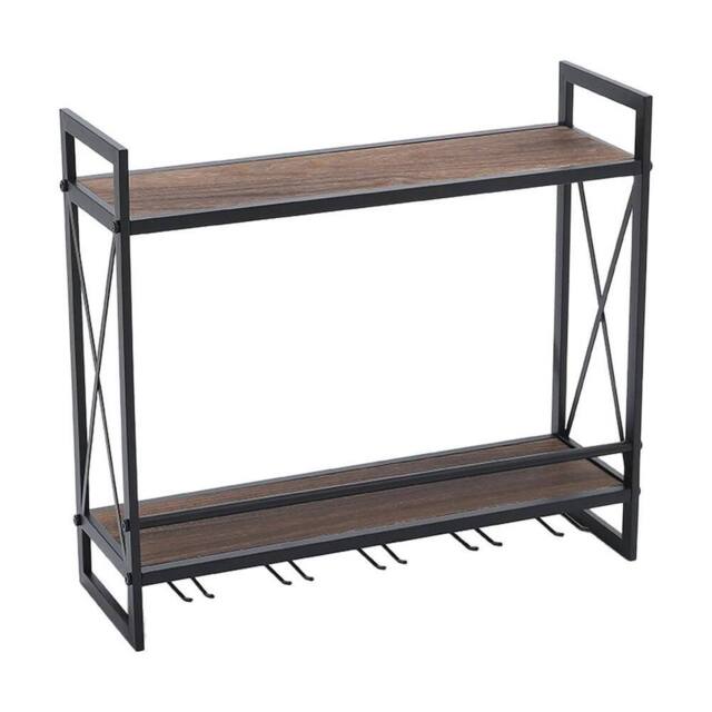 FLAVORA Industrial Wall Mount Wine Rack Glass Holder in Black - Size: 0.6m2 - image 1