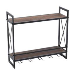 FLAVORA Industrial Wall Mount Wine Rack Glass Holder in Black - Size: 0.6m2 - thumbnail 1