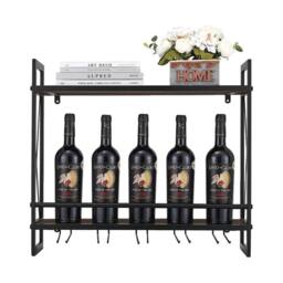 FLAVORA Industrial Wall Mount Wine Rack Glass Holder in Black - Size: 0.6m2 - thumbnail 3