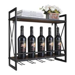FLAVORA Industrial Wall Mount Wine Rack Glass Holder in Black - Size: 0.6m2 - thumbnail 4