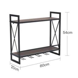 FLAVORA Industrial Wall Mount Wine Rack Glass Holder in Black - Size: 0.6m2 - thumbnail 2